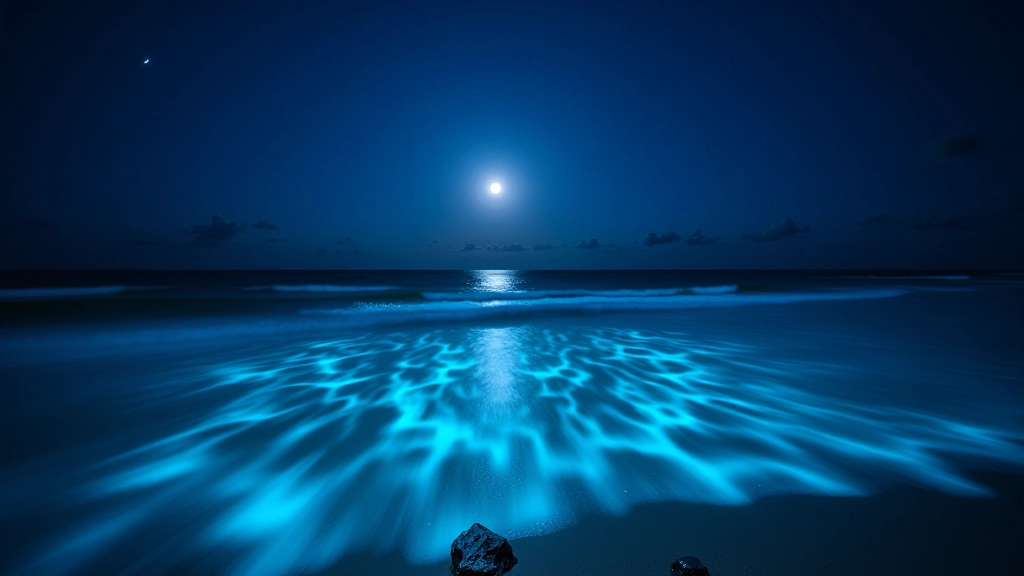 Calendario lunar y reloj mostrando los mejores horarios nocturnos para observar bioluminiscencia intensa